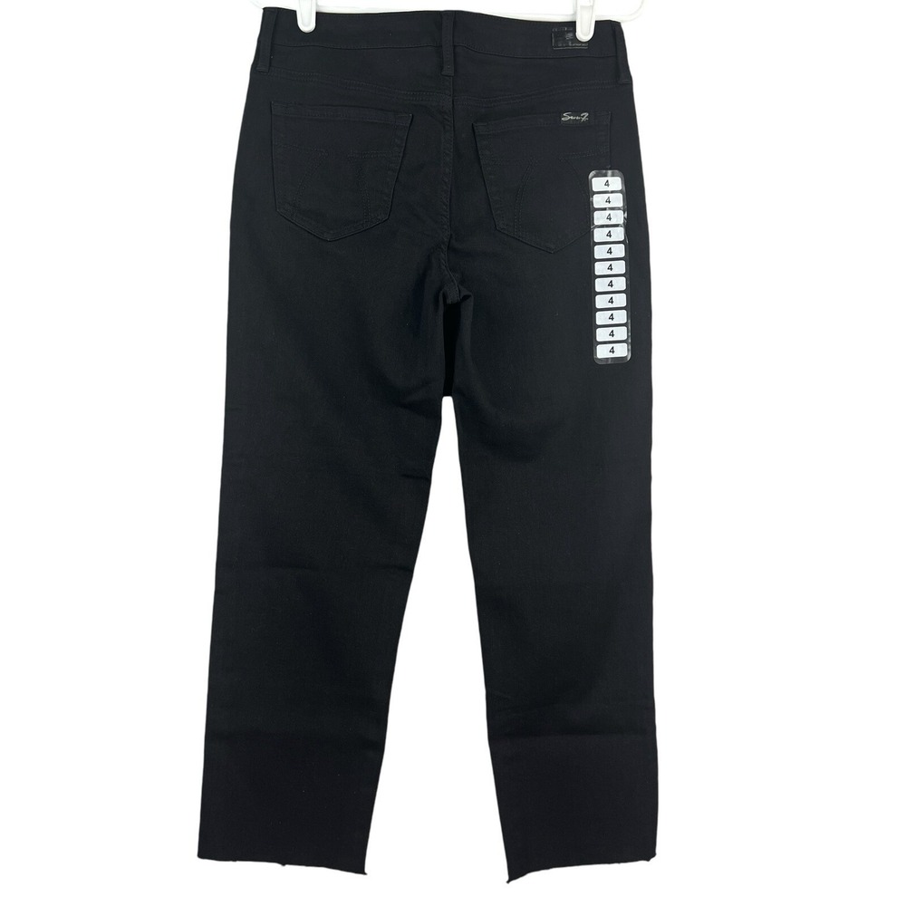 Seven7 Women Tower Black Cropped Pants Size 4 Straight Leg Raw Hem Stretch NWT